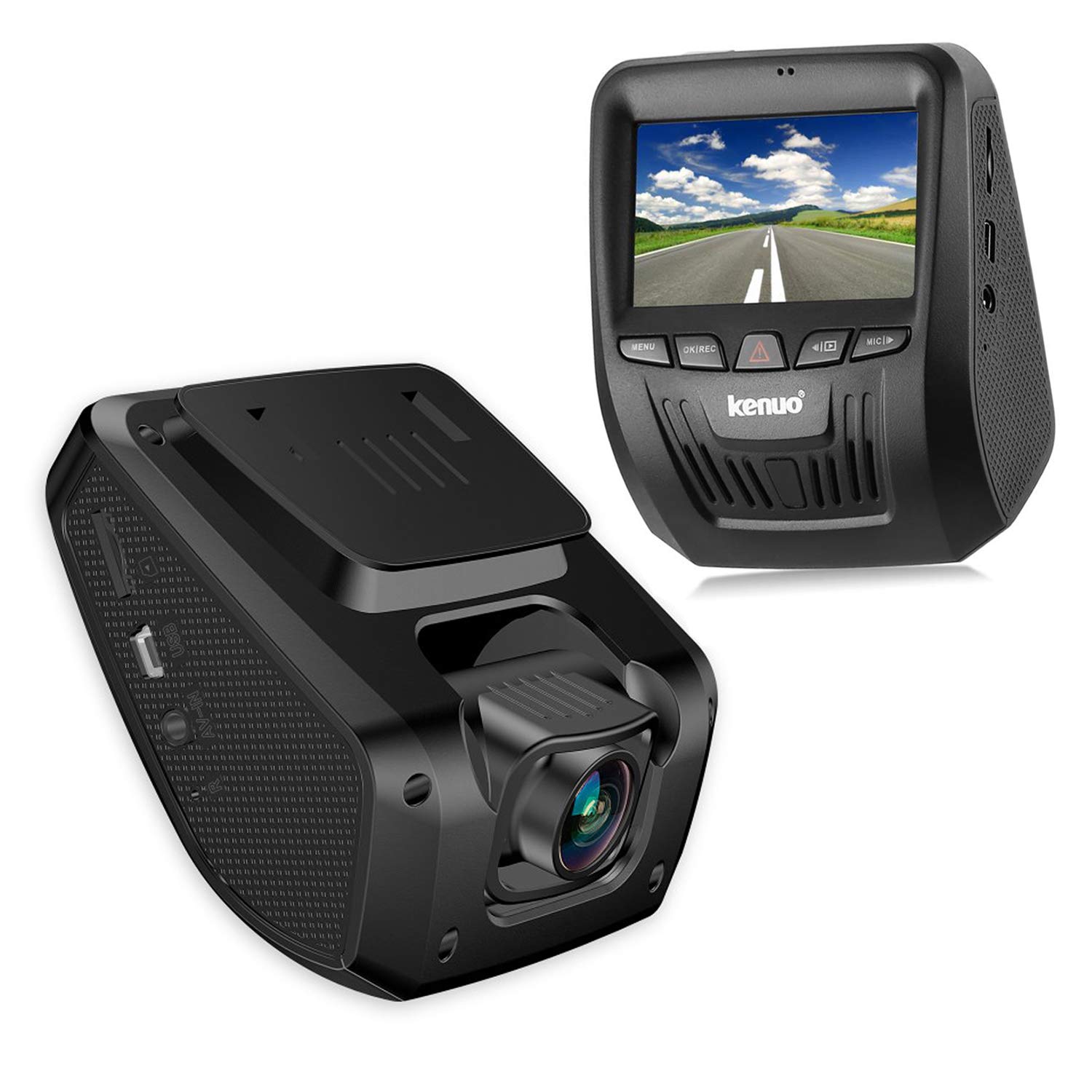 Car Dash Cam, Kenuo 3.0\'\' LCD Screen 1080P Full HD Car Recorder with SONY IMX323 CMOS Image Sensor, Night Vision, G-Sensor, 150° Wide Angle, WDR, Loop Recording, Motion Detection, and Parking Monitor