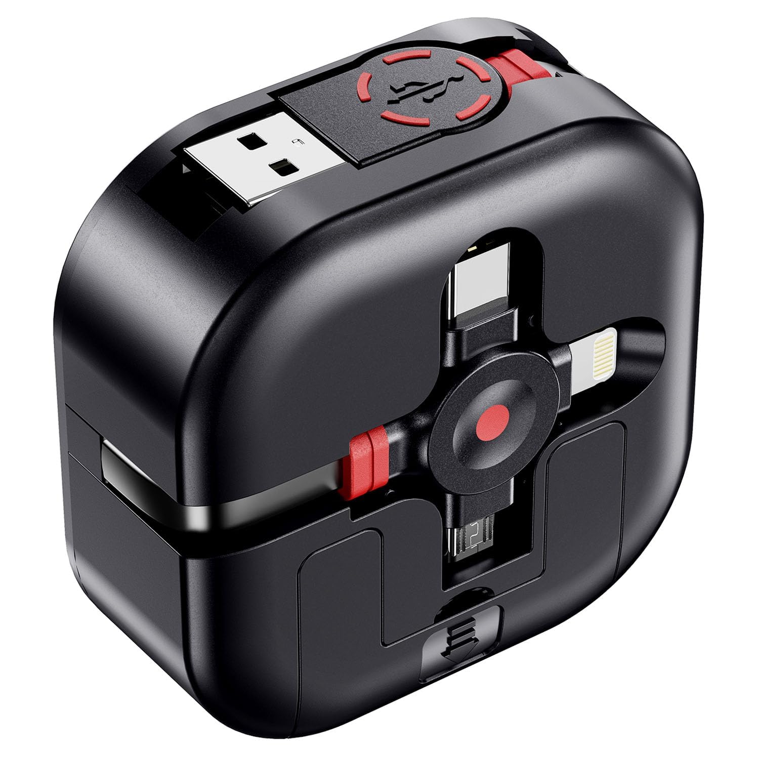 ASICEN Retractable Phone Charger, [1.2M] Multi Charging Cable, 3 in 1 Multi USB Charger Cable with Lightning/Type C/Micro USB for iPhone17/16/15/14/13/12/Galaxy/Pixel/Sony/Xiaomi/LG/HTC/Tablets