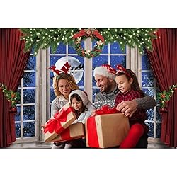 OFILA 8x6ft Christmas Window Backdrop for