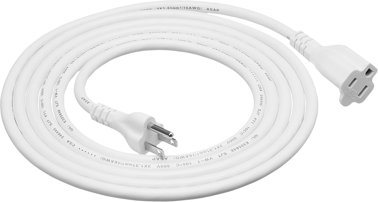 Basics Extension Cord - 10-Foot, White: Electronics