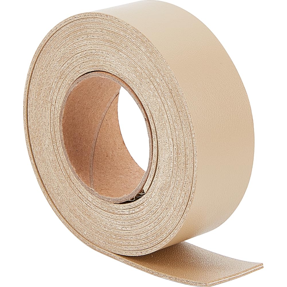 GORGECRAFT 1 Inch Wide Lychee Pattern Leather Strap 79 Inch Long Double-Sided Imitation Leather Strips Flat Leather Cord for DIY Craft Projects Pet Collars Belts Handle Bracelet Jewelry Making, Wheat