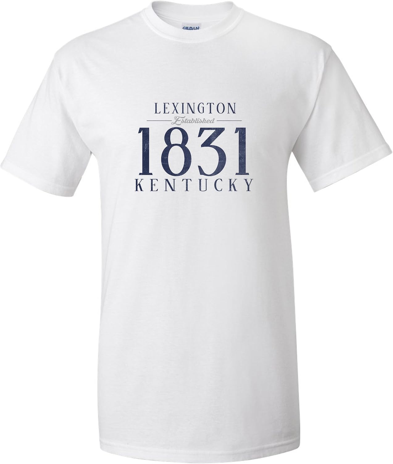 Lexington, Kentucky Established Date (Blue) (White TShirt Large