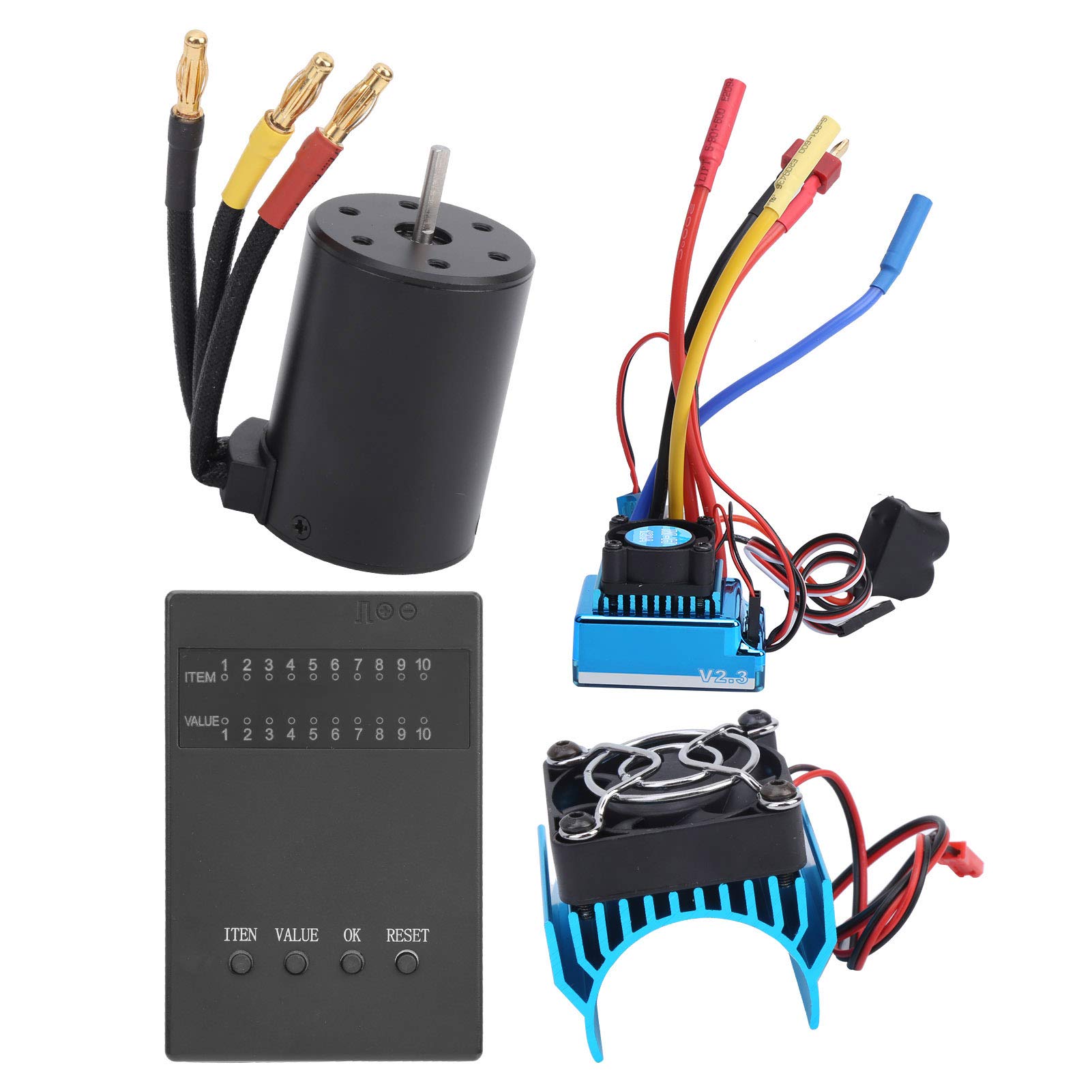 RC Motor ESC Set,RC 3650 Motor 2300KV+ 120A Brushless ESC + Program Card + Heat Sink Set Multi‑Functional Upgrade Parts for 1/10 RC Car