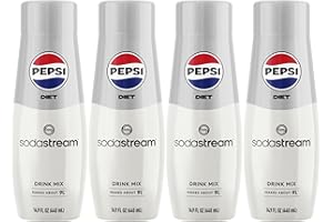 SodaStream - Diet Pepsi Beverage Mix Diet Flavor for SodaStream Turns 9.5 Gallons of Sparkling Water into Diet Pepsi Light, Crisp and Refreshing with Zero Calories 14.9 Fl Oz, Pack of 4