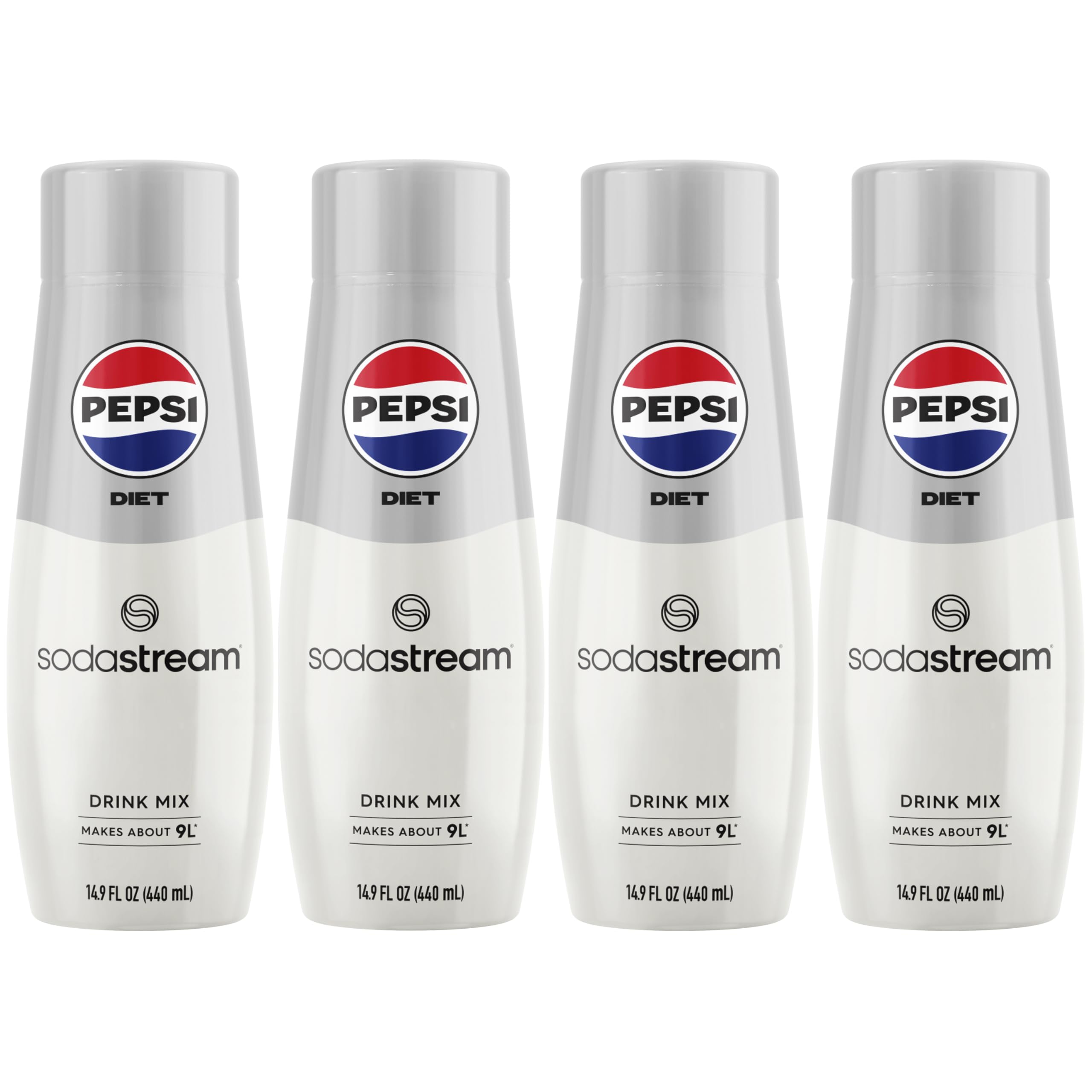 Photo 1 of SodaStream - Diet Pepsi Beverage Mix Diet Flavor for SodaStream Turns 9.5 Gallons of Sparkling Water into Diet Pepsi Light, Crisp and Refreshing with Zero Calories 14.9 Fl Oz, Pack of 4