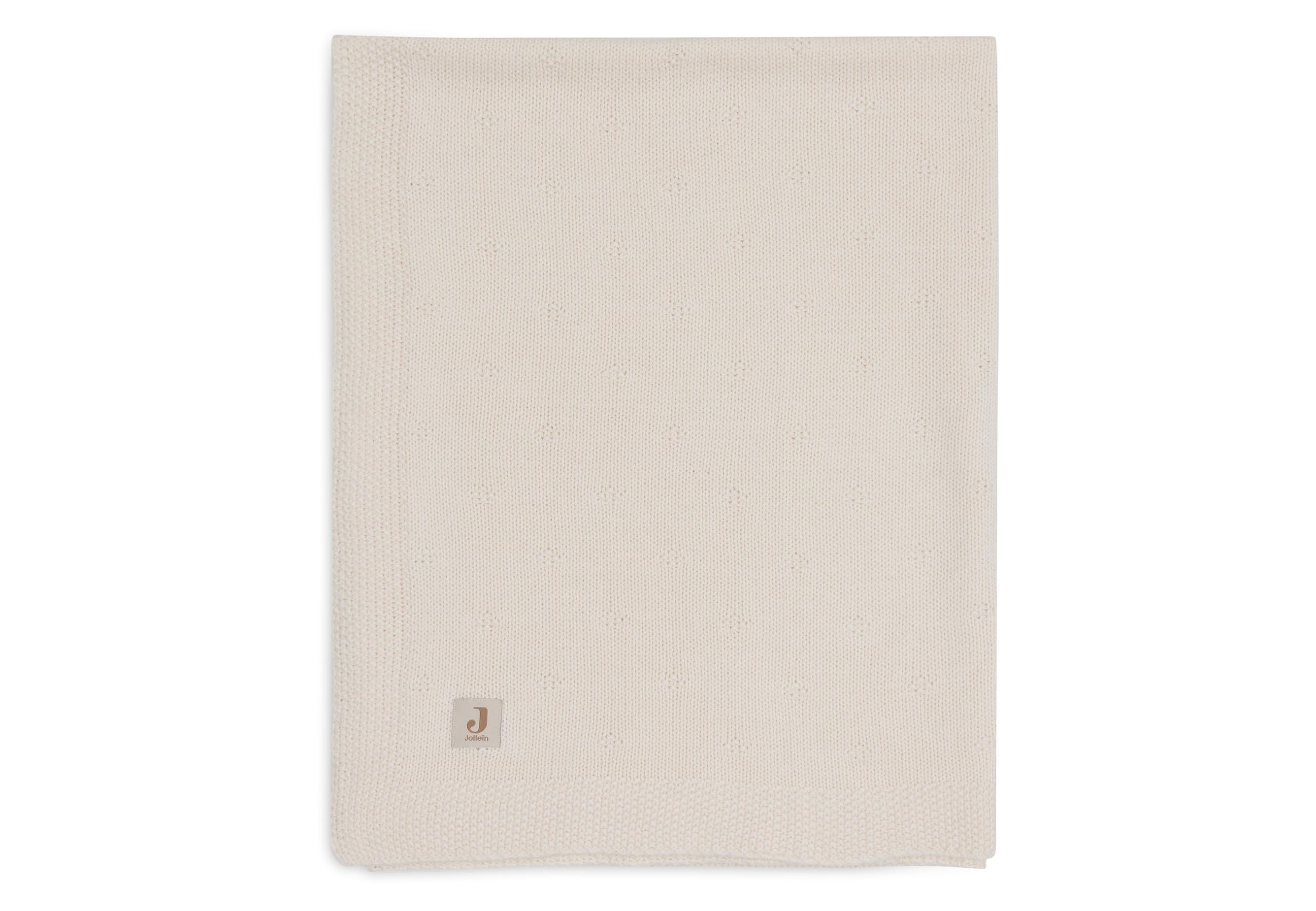 Jollein Cosy Knit Baby Blanket, Ivory, 75 x 100 cm, 60% Cotton, 40% Acrylic, For Baby Cot, 1.0 TOG, Oeko-Tex Certified, Knitting Pattern