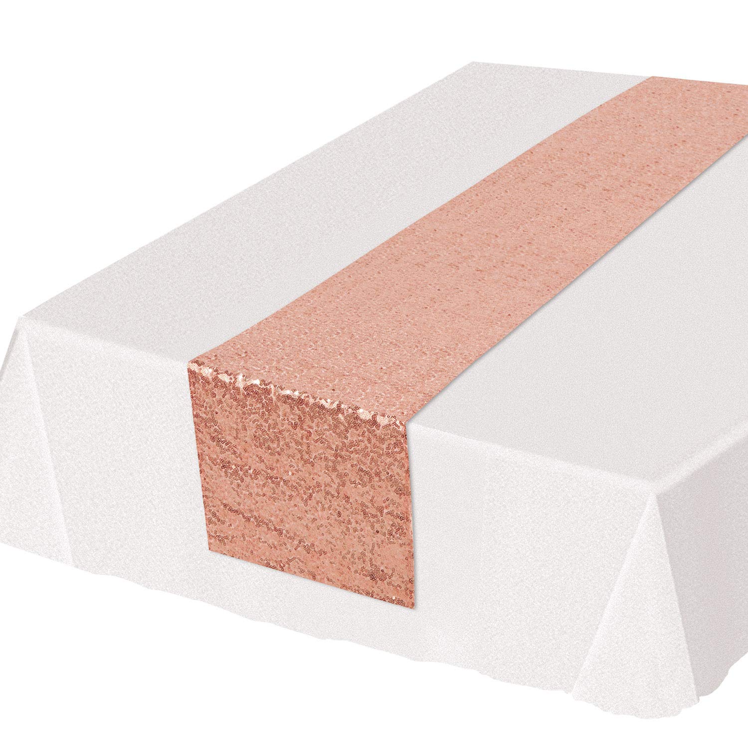 Beistle 54111RSEGD Sequined Fabric Table Runner, Rosegold