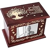 Cremation Urns for Human Ashes Adult Male or Female, Funeral Memorial Urns for Ashes with Photo Frame, Solid Walnut Wooden Urns Box and Casket for Men Women, Burial Urn for Adults 280LBS ﻿