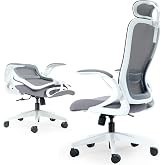 Tervo Model U - Folding Office Chair - Ergonomic Design for Small Spaces | Folding desk chair with breathable high-rebound mesh, flip-up arms and lumbar support for home office, study and gaming
