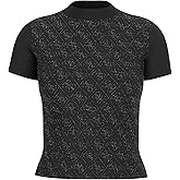 Guess Womens Short Sleeve Mock Neck All Over 4g Tee