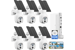 CAMCAMP 2K Solar Powered Security Cameras Wireless Outdoor, No Subscription, 6-Cam Pack, Home Security Camera System, 360° Pan & Tilt, Color Night Vision, 5G & 2.4G WiFi, 500GB HDD 10CH NVR, Motion Detection