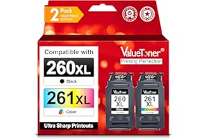 Valuetoner 260XL 261XL Ink Cartridges Combo Pack Replacement for Canon 260 and 261 Ink Cartridges PG-260 CL-261 Work with Canon PIXMA TS6420A TS6420 TR7020A TR7020 TS5320 TS6400 (1 Black, 1 Tri-Color)