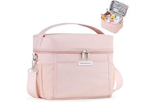 HOMESPON Lunch Box for Women Men - Insulated Lunch Bag Waterproof Lightweight Cooler Bag for Work, Picnic, Travel (Medium, Pi