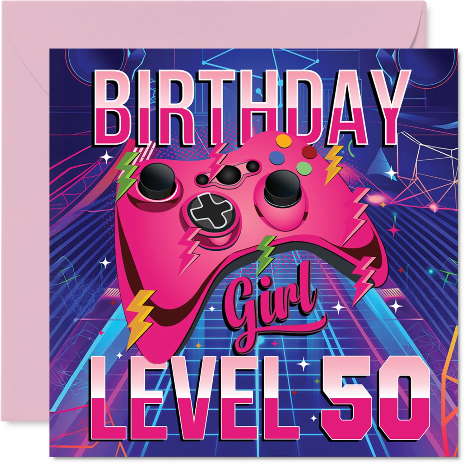Gamer-themed 50th birthday card for wome...