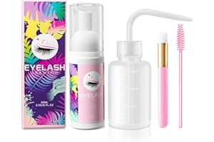 Buqikma Lash Shampoo Kit - 60ML Eyelash Shampoo Lash Cleaning Kit for Lash Extensions Foam Lash Cleanser with Rinse Bottle Lash Cleaning Brushes for Home Salon Lash Wash