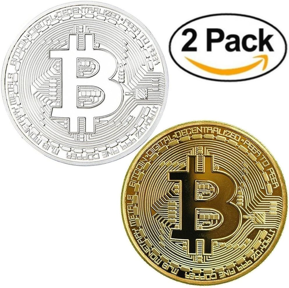 Bitcoin Commemorative Coin Set with Round Display Case | BTC Deluxe Coins are a Good Present Ideas for HODL Fans / Crypto Tokens Collector | Physical Cryptocurrency Hobby for Blockchain Revolution