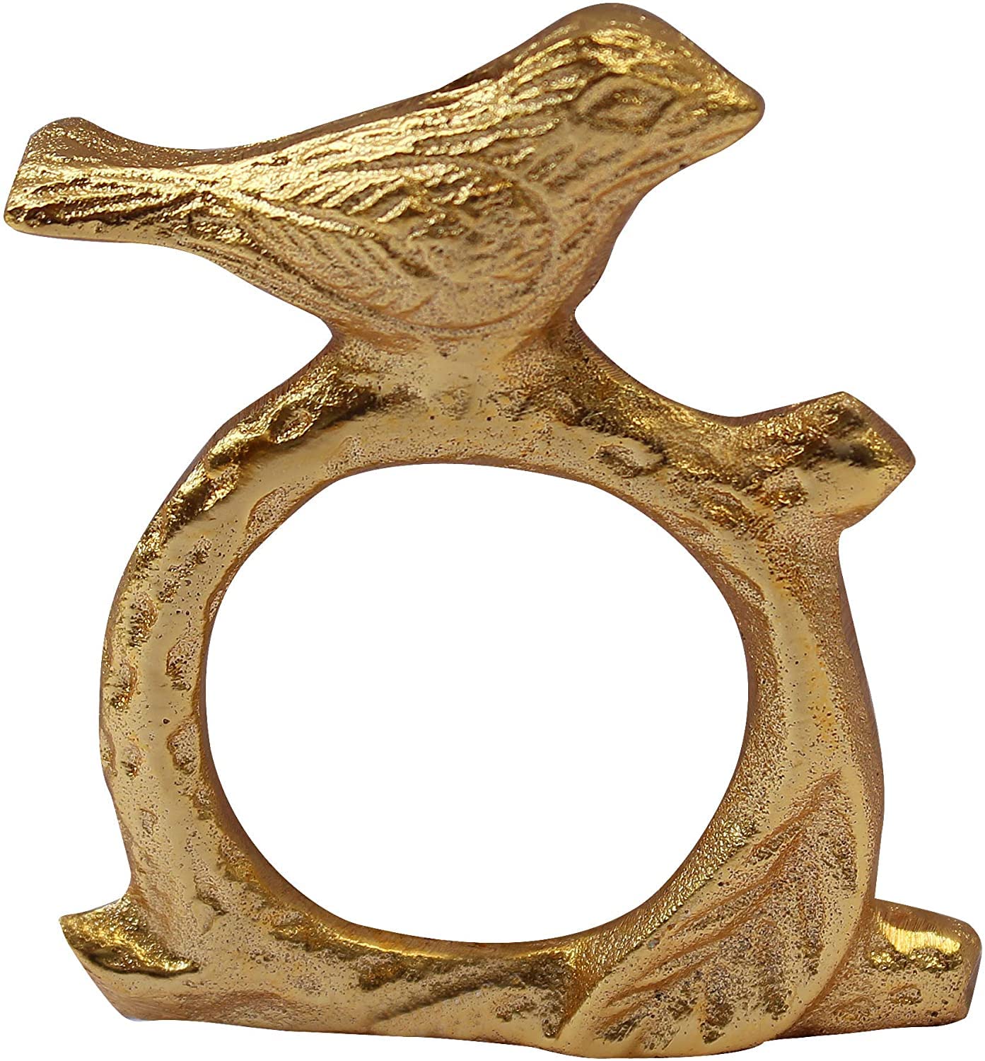 ITOS365 Handmade Songbird Bird on Tree Branch - Aluminium Metal Napkin Rings Set of 6 Holder for Dinning Table Parties Everyday (Pack of 6)