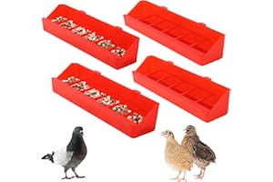 TOHONGADON 4 Pack No Mess Quail Feeder Removable 6 Slots Hanging Chicken Feeder Trough Water Trough for Pigeon Parrots Chicks Quail Duck Bird Poultry Animal