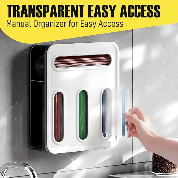 ARRAS FOOD STORAGE BAG ORGANIZER | 4 SLOT STORAGE BAG ORGANIZER FOR DRAWER | PLASTIC STORAGE BAG HOLDER FOR SANDWICH, SNACK & GALLON BAGS | WALL MOUNT INCLUDED