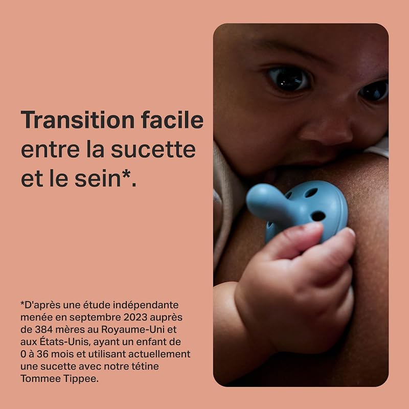 Sucette Imitant le Sein, 0-6 Mois, Lot de 4, Légère, Orthodontique, Design en Une Seule Pièce en Silicone, Tétine Symétrique
