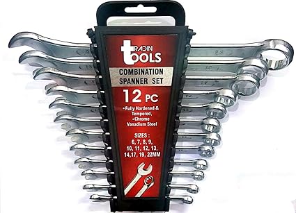 Tradin Combination Spanner Set,12 Piece, Metric Size (6-14,17,19,22 mm)