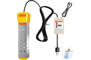 YONOOQ Immersion Water Heater, 2000W Portable Pool Warmer Built-in Thermostat, Bathtub Heater with auto Power Cut-Off & Protective Cover for Inflatable, Above Ground Pools, Buckets, Camping (Yellow)