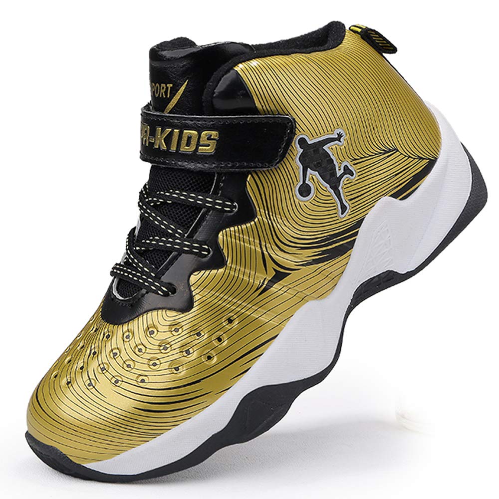 boys gold basketball shoes