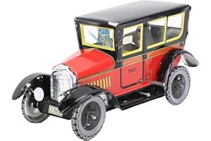 Alomejor Vintage Red Clockwork Toy Car Wind Up Metal Stylish Toy for Party Birthday, Tinplate