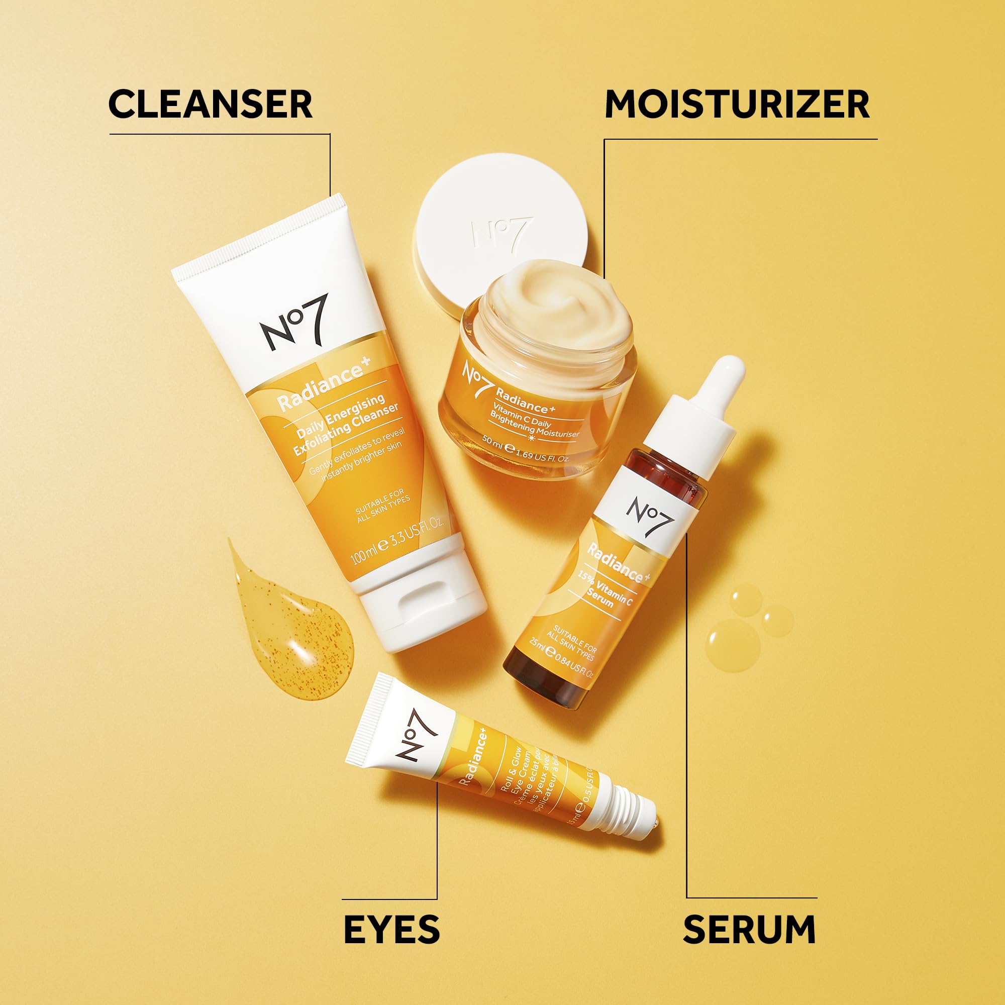 No7 Radiance+ Roll & Glow Eye Cream - Reviving & Illuminating Under Eye Roller - Color Correcting Vitamin C + Caffeine Cream for Dark Circles, Puffiness & Dullness (15ml)