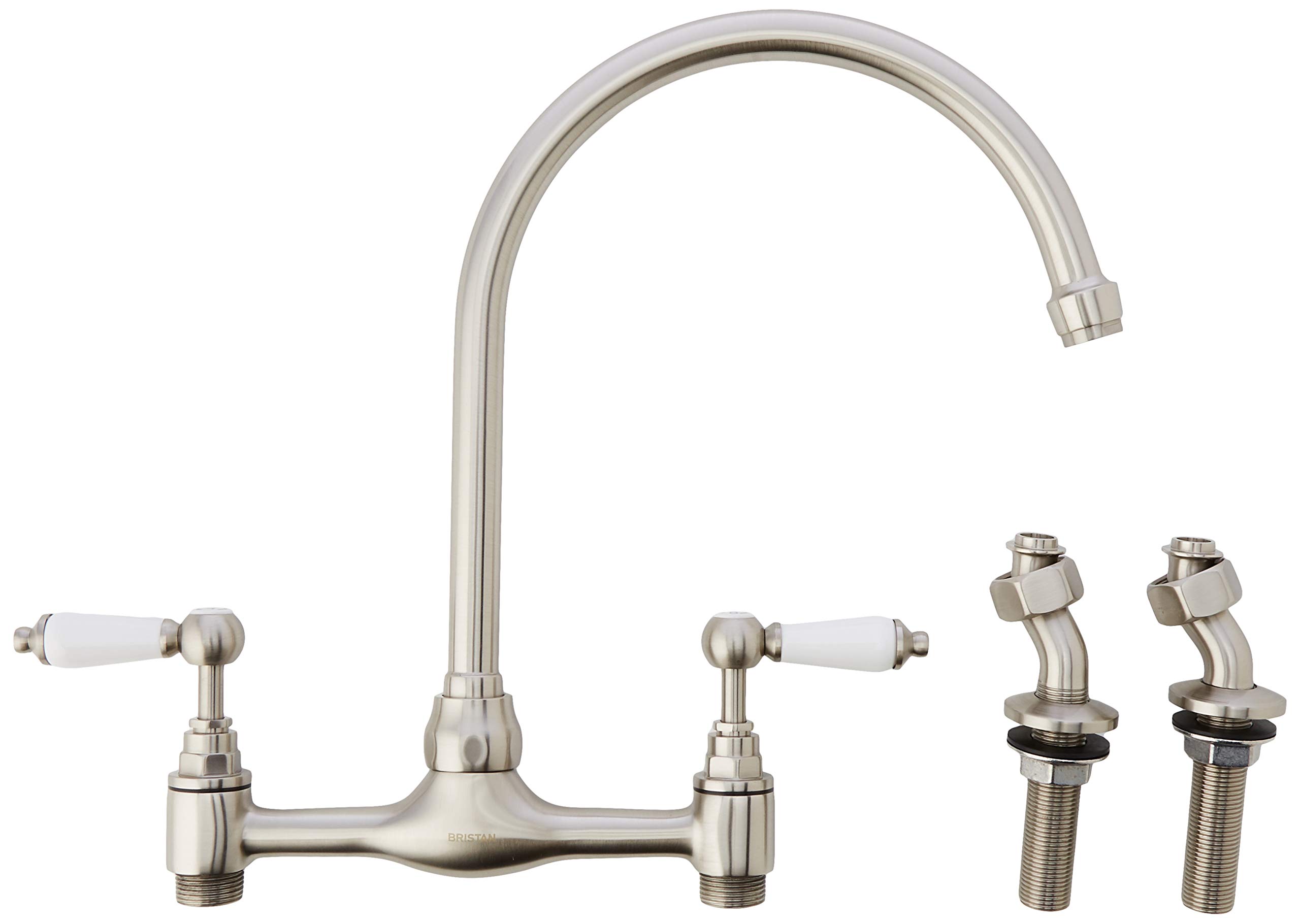 Bristan Renaissance Deck Sink Mixer with Ceramic Disc Valves, Deck Mounted Kitchen Tap Mixers, Brushed Nickel Finish