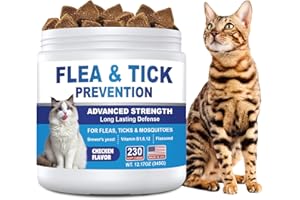 COLEAZE Cat Flea and Tick Chewables, Flea Supplement for Cats Breeds and Ages 230Pcs