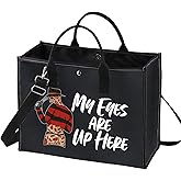 WZMPA Horror Movie Cosmetic Makeup Bag - Inspired Gift 'My Eyes Are Up Here' Zipper Pouch Bag For Movie Fans (Eyes Up Here BG)