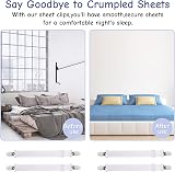 Fuyamp 4Pcs Adjustable Bed Sheet Straps, Max Length 152cm, White view 5