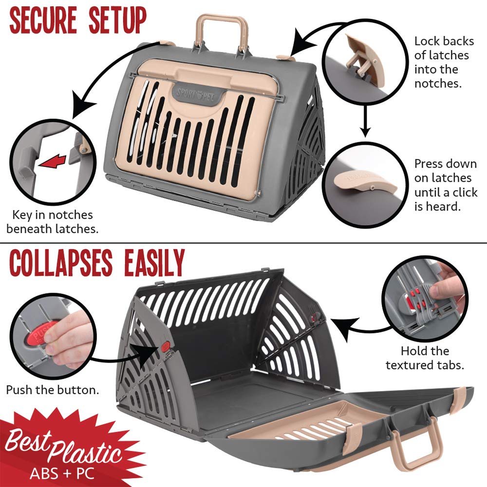 SportPet Designs Foldable Travel Cat Carrier Front Door Plastic