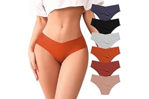 6 Pack Seamless Thongs for Women V-waisted No Show Thong Seamless Panties Breathable Comfortable Soft Cotton Womens Underwear