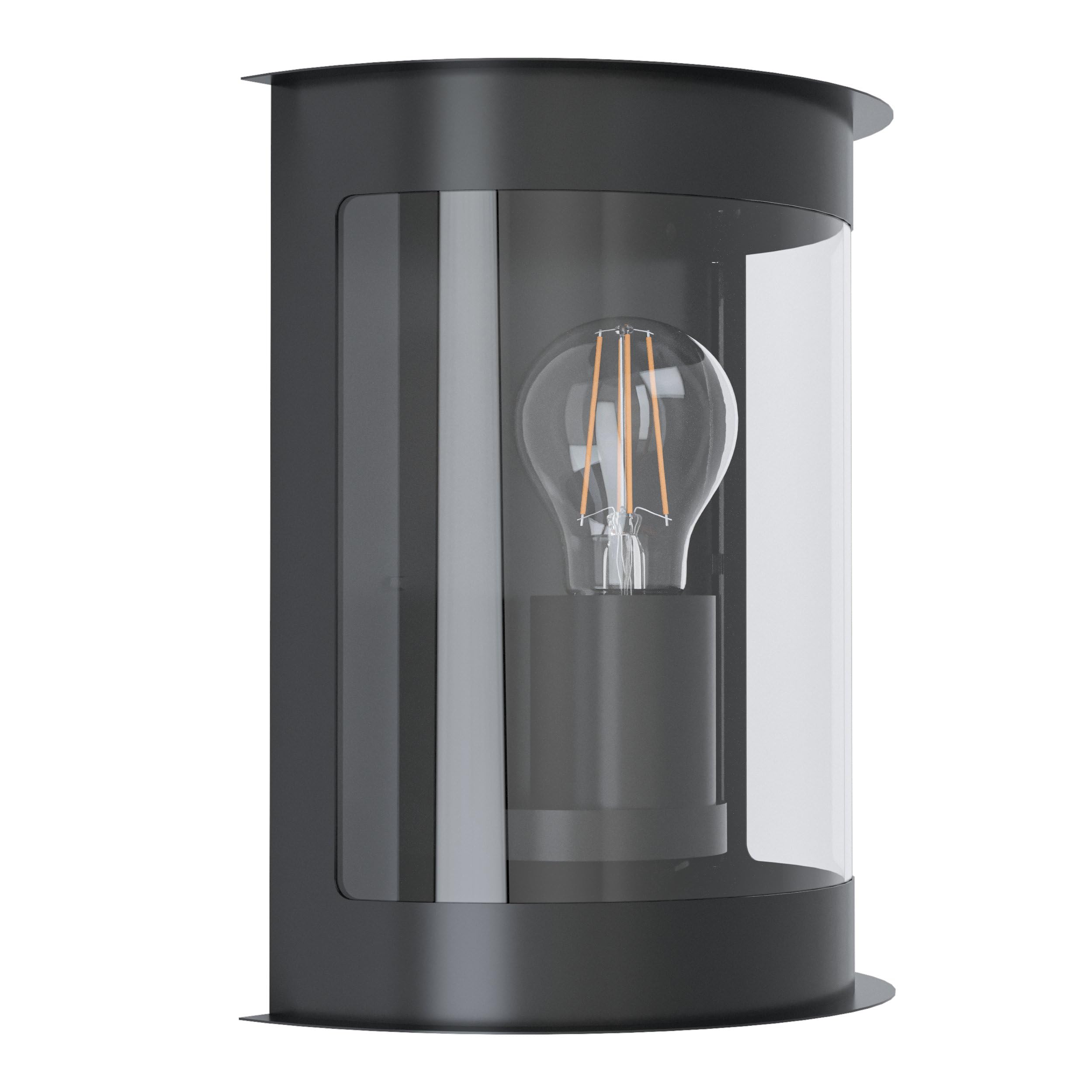 EGLO Daril 1 Outdoor Wall Light, 1-Bulb Outdoor Light, Vintage, Retro, Wall Light Made of Galvanised Steel in Black and Plastic in Transparent, Outdoor Lamp with E27 Socket, IP44