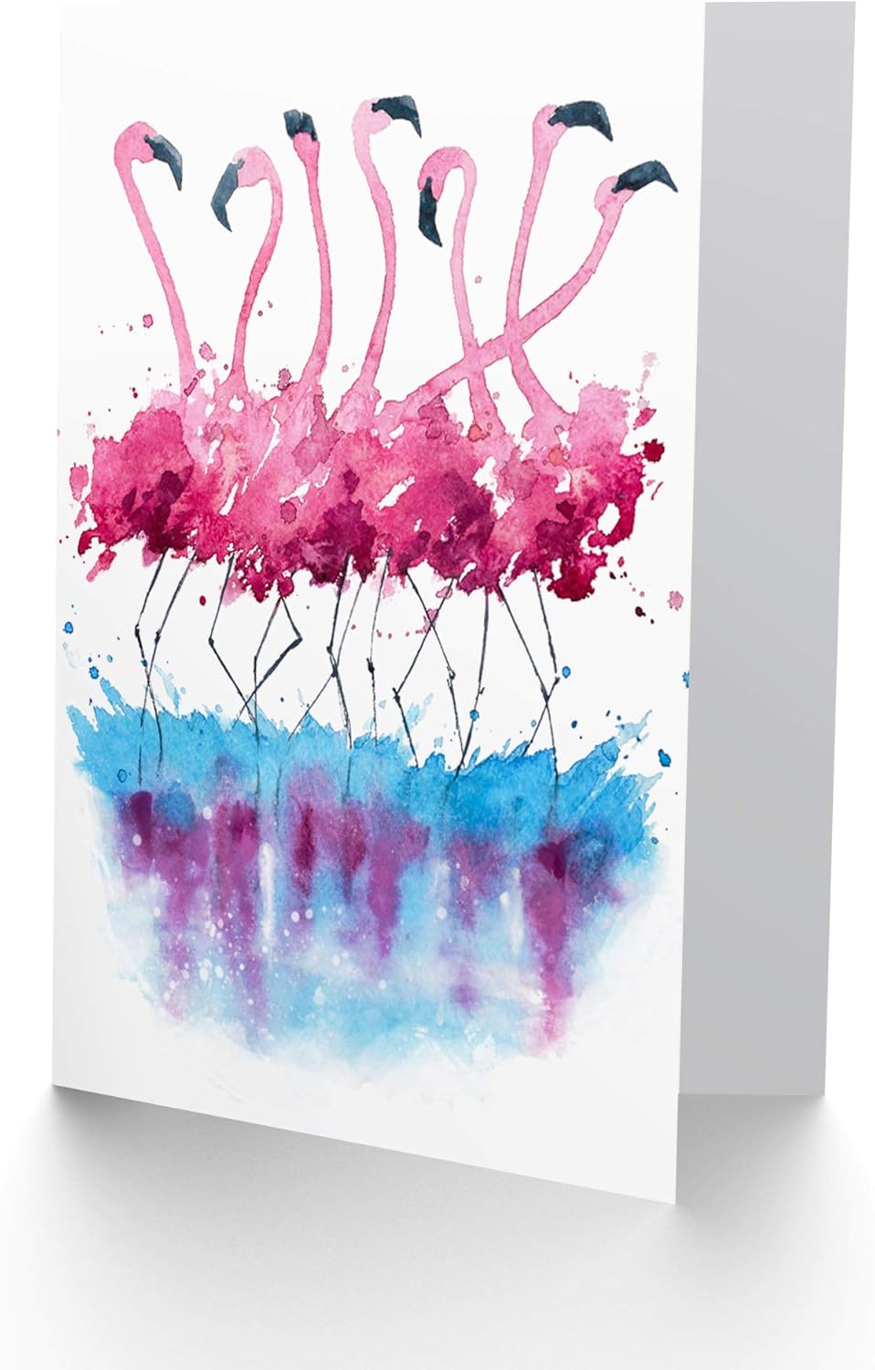 Wee Blue Coo Flamingos Dancing Watercolour Greeting Card With Envelope Inside Premium Quality, 14.5 x 12.5 cm - Image 3