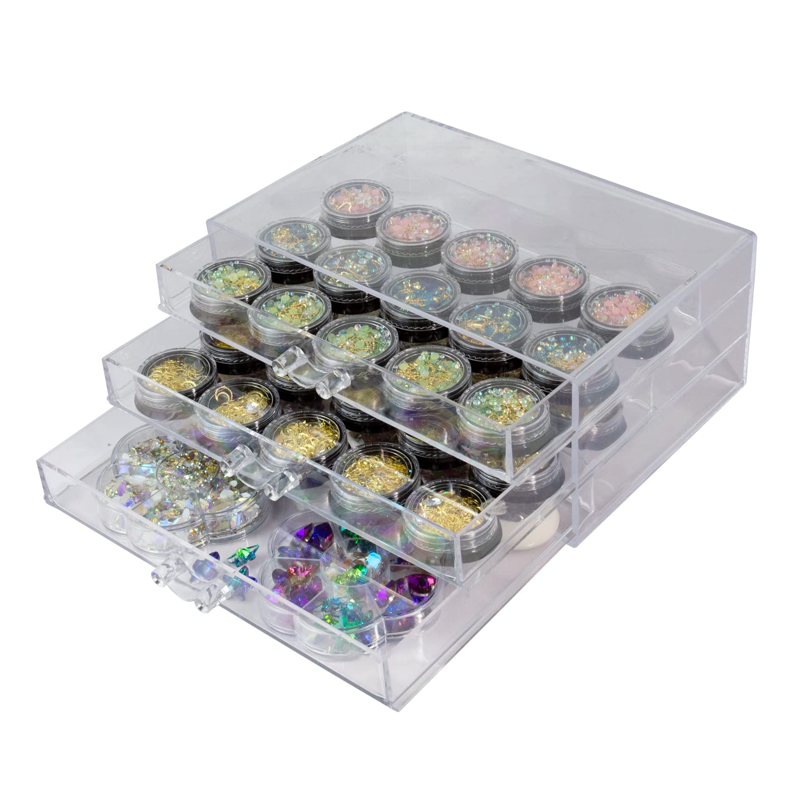 Guolich Nail Art Decoration Storage Box Transparent Acrylic Nail Art Jewelry Accessories Storage Box Rack Shelf Display Stand Holder for Cosmetic Jewelry