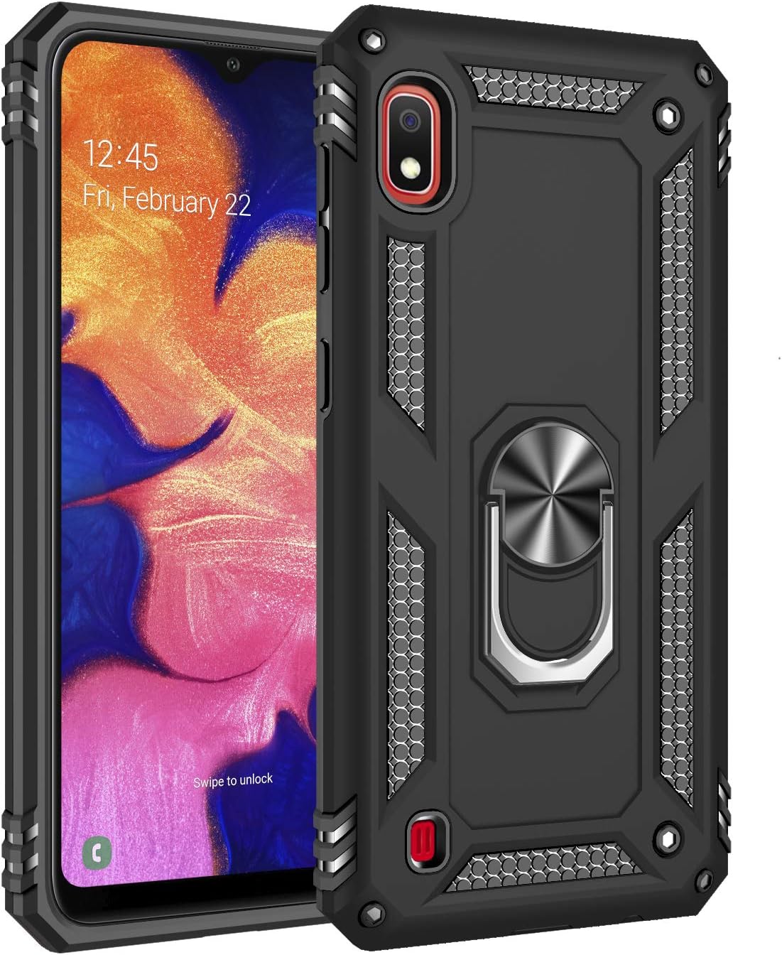 for Samsung Galaxy A10 case Hard Shell Military Protective Cover with Holder 360°Rotating Grip Cases for Magnetic Car Mount