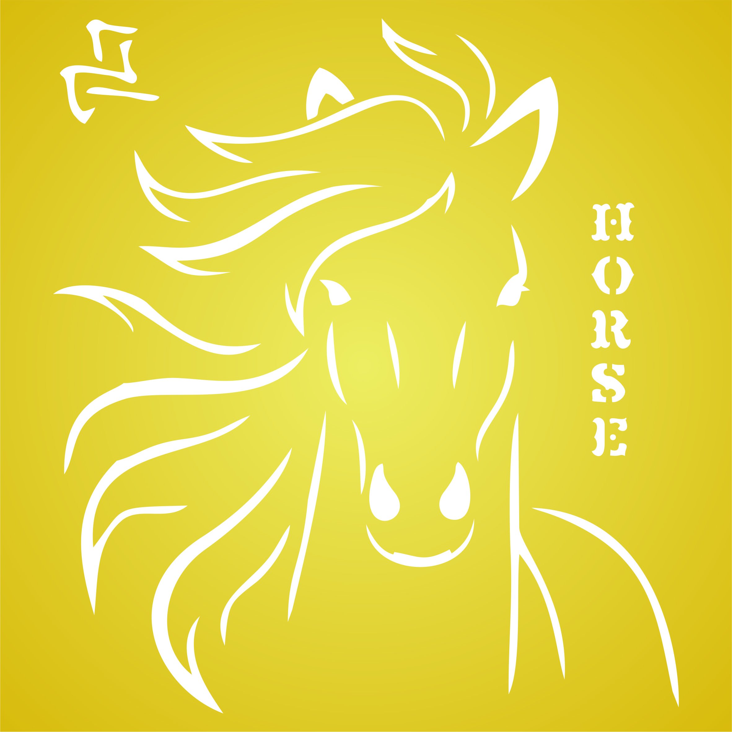Horse Head Stencil - 11.5 x 12.5cm (S) - Reusable Farm Animal Chinese Year of The Horse Wall Stencil Template