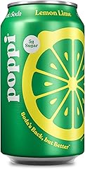 Poppi Sparkling Prebiotic Soda Beverage with Apple Cider Vinegar, Seltzer Water and Fruit Juice, Lemon Lime Flavor, 12 Fl Oz,