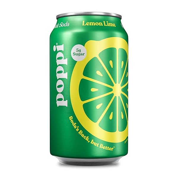 POPPI SPARKLING PREBIOTIC SODA BEVERAGE WITH APPLE CIDER VINEGAR, SELTZER WATER AND FRUIT JUICE, LEMON LIME FLAVOR, 12 FL OZ, 1 COUNT, PACKAGING MAY VARY