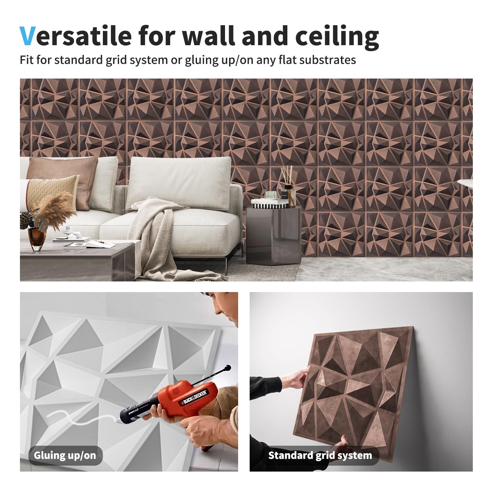 Mua Art3d Decorative 3D Wall Panels in Diamond Design, 12"x12" Antique ...