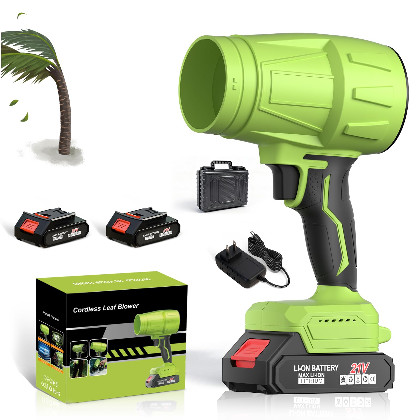 Photo 1 of ********MISSING BOTH BATTERIES*************
990,000 RPM 21V Cordless Leaf Blower with 2×6.0Ah Batteries - Handheld Electric Blower for Patio Cleaning, Car Drying, Leaves and Dust