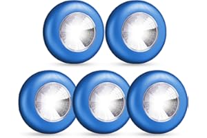 Dream Master Tap Lights Night Touch Light Push Light LED Bedroom Puck Lights Portable Under Cabinet Lighting Battery Operated Powered Wireless Kitchen Closet Counter,Blue,5Pack
