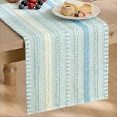 Artoid Mode Sky Blue Farmhouse Stripe Braided Table Runner 12x72 Inch | Holiday Rustic Kitchen Dining Dresser Coffee Table Decoration for Home Party Decor, Summer Macrame Cotton Blend