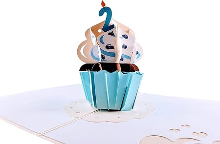 Amazon Igifts And Cards 2歳の誕生日 青い車 カップケーキ 3d ポップアップ グリーティングカード ハッピー 2歳児 ビッグ ヒューズ ハーフフォールド ユニーク 素晴らしい 楽しい 特別な機会 かわいい 男の子 お祝い 息子 孫 ワウ グリーティング