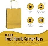 Thepaperbagstore 10 Gold Small Paper Party Bags With Handles 18x22x8cm view 2