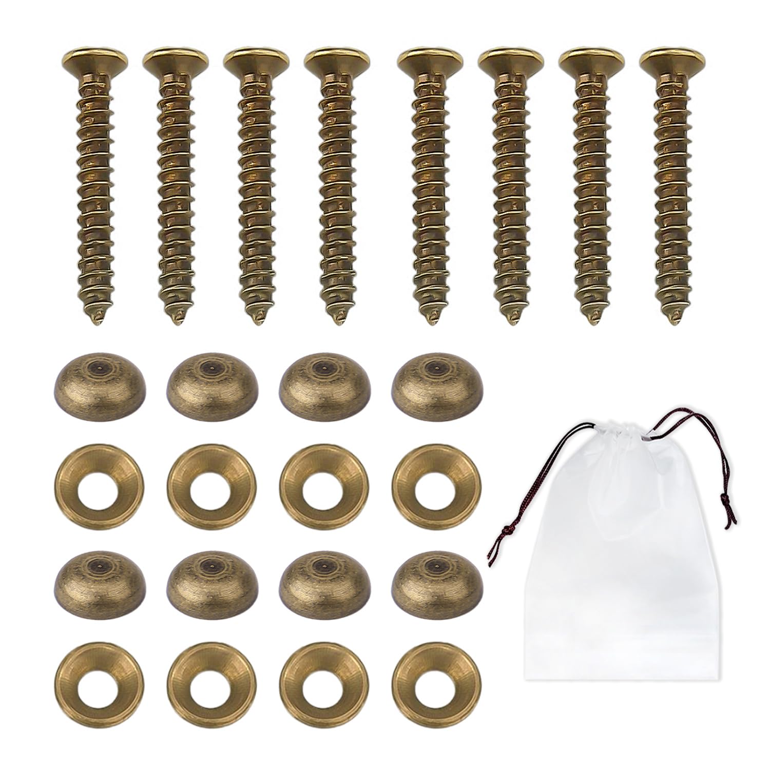 BEIBXHQQ 8 Aesthetic Caps, 8 Self-Tapping Screws, 1 Blank Storage Bag, Decorative Screws, Self-Tapping Screws, Brass Screws, Brass Caps, Brass Dome Cap Nuts, Copper Nut Screws