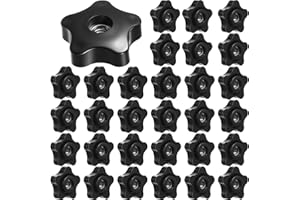 Zhengmy 30 Pcs Female Threaded Knob Black Plastic Head Thru Star Nuts Clamping(5 Star, 5/16''-18)